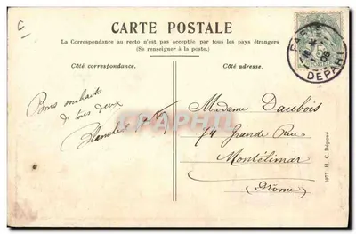 Femme en robe rouge portant un bouquet de fleurs — scène de printemps — éditeur Geo. Dorim L. n° 1077 — Rückseite