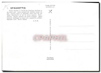 Spaghetti — receita — Publistar Marseille, n°1 — Verso