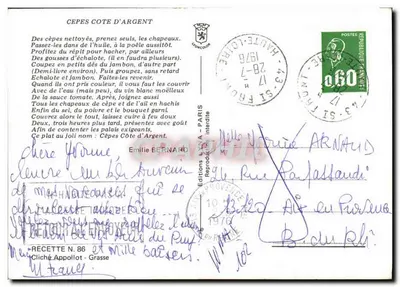Grzyby Côte d'Argent — Przepis nr 86 — Wydawnictwo L'YXA - Provence — Rewers