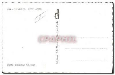 Charles Aznavour — portret — Wydawnictwo Lucienne Chevert, nr 1044 — Rewers