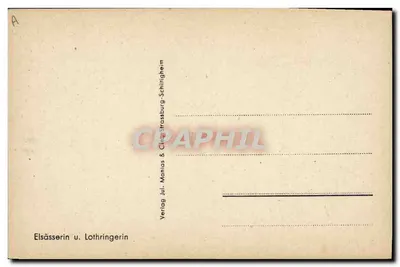Dwie kobiety w tradycyjnych strojach — Elsässerin i Lorrainka — Verlag Jul. Manias & Cie, Strassburg-Schillingheim — Rewers