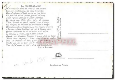Sposób przygotowania prawdziwej BOUILLABAISSE — Wydawnictwo LYNA — Paryż — Rewers