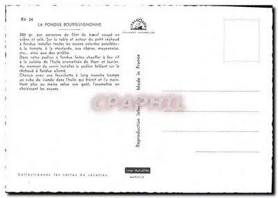 A Fondue Bourguignonne — editor Inter Actualités, Marselha, n° RV 24 — Verso