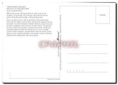Receita do Kougelhopf alemão — Éditions des Romans, Strasbourg — n° 234 — Verso