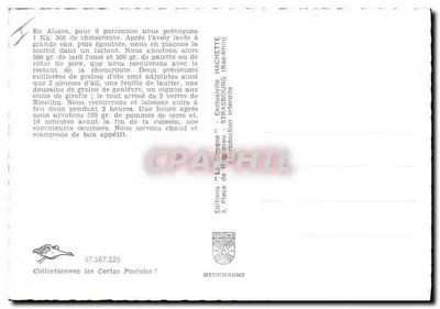 Prato de Alsácia — receita de choucroute — Éditions Hachette (Baixo Reno) — Verso