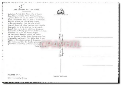 Truitas com Amêndoas — Receita n°76 — Edições LYNÁ, Paris — Verso
