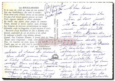 Bilhete postal moderno Receita da verdadeira bouillabaisse — Verso