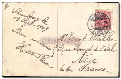 Trzy Alzaskanki w tradycyjnym stroju — Strasbourg, 1909 — wydawca nieznany — Rewers