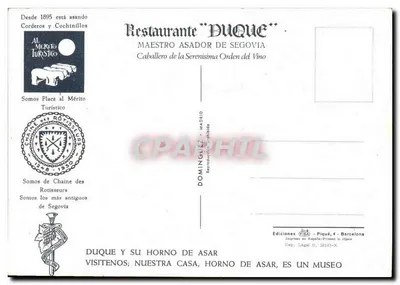 Restaurante Duque — Segovie — Ediciones Piqué, 4 - Barcelona — Rewers
