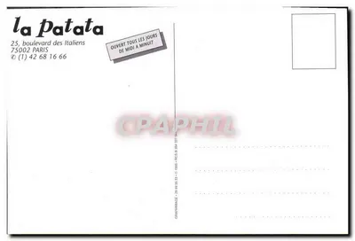 La Patata — Carta publicitária de restaurante — editor Graniimage, n°29 60 55 31 — Verso