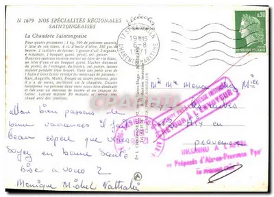 A Chaudrée Saintongeaise — N° 1679 — Editora: NOS SPÉCIALITÉS RÉGIONALES SAINTONGEAINES — Verso