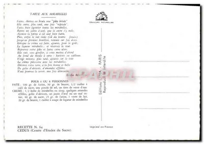 Tarta z mirabelkami — Przepis N°64 — Wydawnictwo LYNIA — Rewers