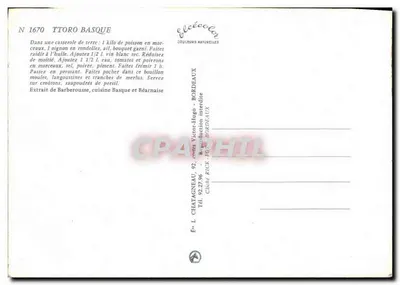 Ttoro Basque — Receita de peixe — Editor Elcée, N° 1670 — Verso