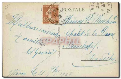 Fido o cão do Poeta — pintado por Madame de Lamartine — Bilhete postal antigo — Verso