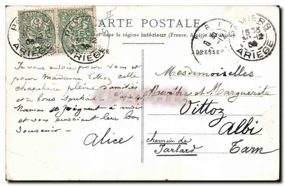 Trois chiens en voyage — scène de jardin — éditeur : CARTE POSTALE — Achterkant