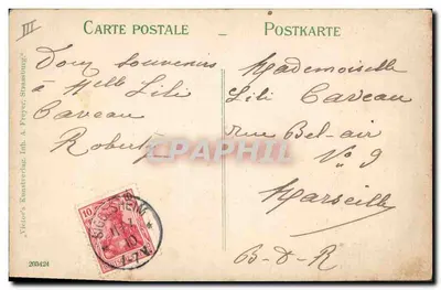 Kobieta w stroju alzackim — Elsässerin – Alsacienne — Victor's Kunstverlag, Strasbourg — Rewers