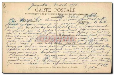 Twee jonge vrouwen in oorlogsmode — 1914 — Fototipie Jourdan — Achterkant