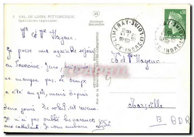 Stół z serami i winami — specjalności Loary — wydawca Artaud Frères, n°2 — Rewers