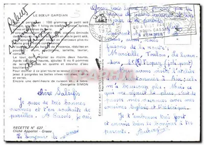 Le Bœuf Gardian — Przepis i scena wiejska — Wydawnictwo Art Montillet, nr 627 — Rewers