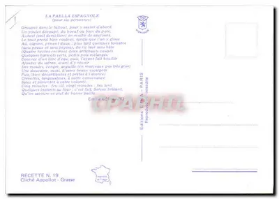 Paella hiszpańska — przepis — Éditions L'Ys-A - Paryż, nr 19 — Rewers
