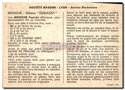 Brioche « Embassy » — przepis od Spółki Massimi - Lyon — Rewers