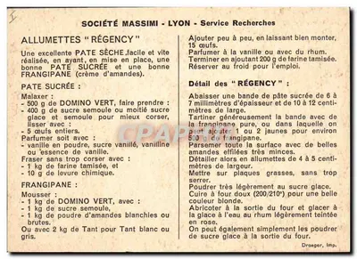 Ciastka i piekarnictwo — receptura na „Régency” — Spółka Massimi - Lyon — Rewers