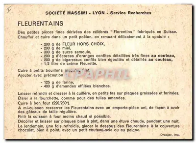 Biscuits Florentins — receita — Sociedade Massimi - Lyon — Verso