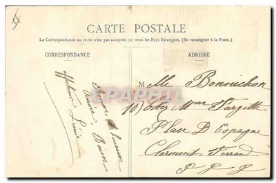 Frau, die Blasen bläst — 'Arbeit', 'Wohlstand', 'Glück', 'Gesundheit', '1905' — Verlag P. P. P. BLANC & Cie, Nancy — Rückseite