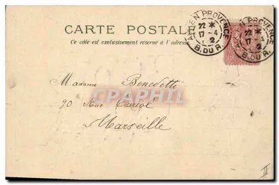 Perros en uniforme de cazadores — editor anónimo, n° 1103 — Reverso