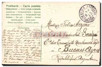 Bilhete postal antigo Fantasia Flores — Verso