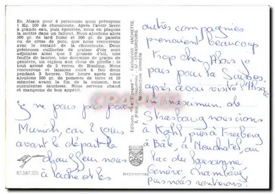 Sposób gotowania chłodzonych ziemniaków z wędlinami — Wydawnictwo HACHETTE - 67 - STRASBOURG — Rewers