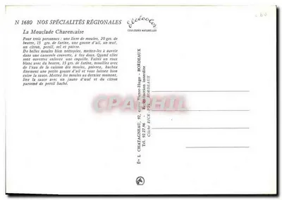 Mouclade Charentaise — regionalna receptura — Élécolor, nr 1680 — Rewers