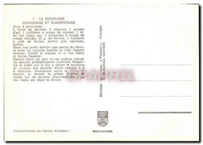 Sztuki kuchni z Poitou — Sztuka Mouclade Vendéenne i Charentaise — Wydawnictwo Diplôme, Limoges — Rewers