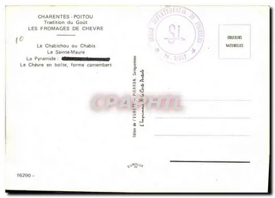 Charentes-Poitou — Tradição do Sabor — Os Queijos de Cabra — Édition de l'Europe - Pierron — Verso