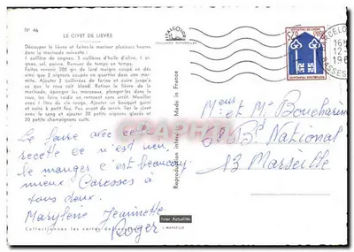 Civet z zająca — przepis kuchenny — wydawca: La Proaïs Roccaria, nr 46 — Rewers