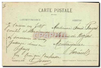 Dziewczynki z Alsacji — seria 596 — Wydawnictwo Chaudourne, Faulbourg de France, Belfort — Rewers
