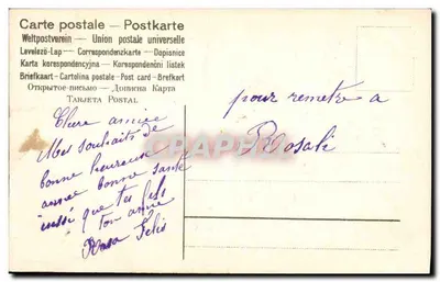 Bukiet kwiatów i biały gołąb — Szczerze życzenia — Multilingualna kartka pocztowa — Rewers