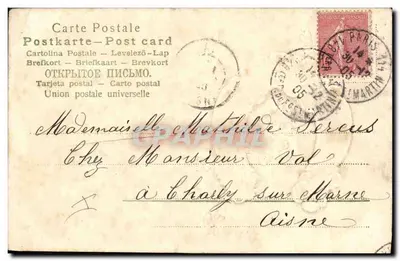 Cavalletto e fiori di trifoglio — Carta di auguri 1906 — Editore non identificato — Verso