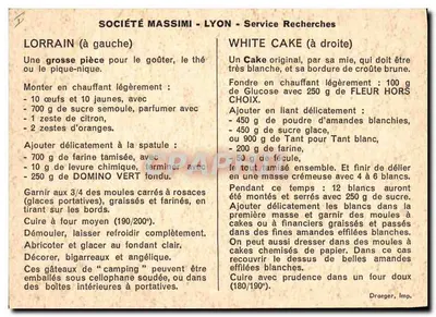 Dois bolos — Lorrain e White Cake — Sociedade Massimi - Lyon — Verso