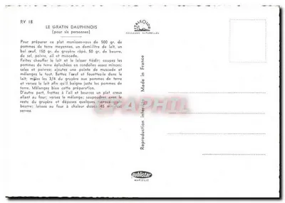Gratin dauphinois — przepis — publilstar, nr RV 18 — Rewers