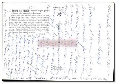 Cozinha provençal — Sopa ao pistou — editor Publistar Marseille, n°7 — Verso