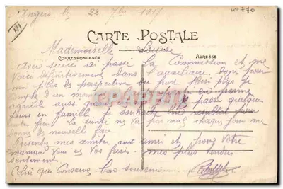 Angers (M.-et-L.) — Vista de um lance de ponte de barcos sobre a Maine, pelo 6º Génio - N. P. — Verso