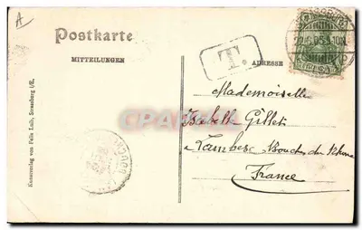 Mujer alemana — Mujer alemana en Gillet-Père — editada por Knautverlag von Felix Laub, Estrasburgo — Reverso