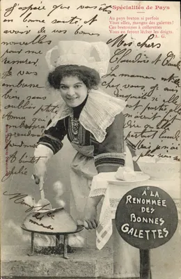 Mulher em traje bretão — Galettes — Fototipia A. BEAUREGARD, NANTES