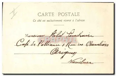 Der Liebe Polizist — Ansicht eines Kindes in Uniform eines Polizisten mit Engelsflügeln — Phototypie A. Beauret & Cie, Nantes — Rückseite