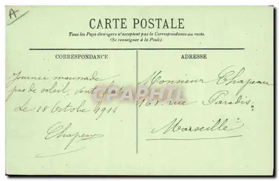 Marynarka wojenna — "Kléber", krążownik pancerny — LL. Marsylia — datowana 16 września 1911 — Rewers