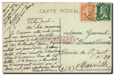 Stara pocztówka Folklore Alsacienne i Lorraine — Rewers