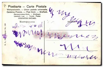 Stara pocztówka Folklore Alsace Kostiumy Alzaskie — Rewers