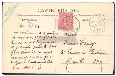 Saint-Bacharé — Je meurs ou je m'attache — carta postal — Verso