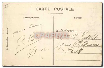 Barragem no rio Cher em Rochebut, perto de Montluçon — Vista geral dos Edifícios e da Barragem — Iniciado em março de 1906, terminado em 1909 — n° 345 — Verso